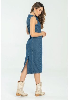 Vestido Midi Azul Ragged Pf21510017