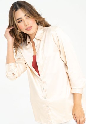 Camisera Satin Beige Ragged Pf12110770