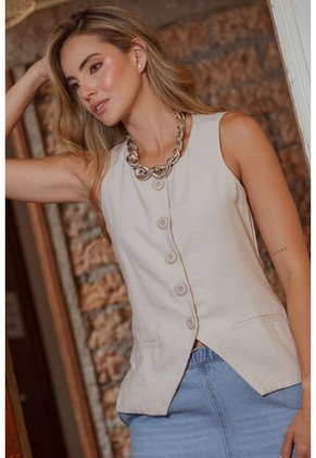 Chaleco Nholan Beige Ragged Pf11150047