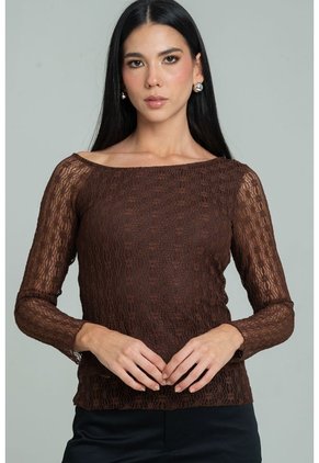 Blusa Anny Café Ragged Pf11113169