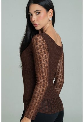 Blusa Anny Café Ragged Pf11113169