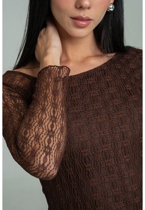 Blusa Anny Café Ragged Pf11113169