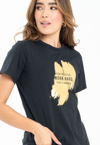 Camiseta Work Hard Negro Ragged Pf21120047 Ragged