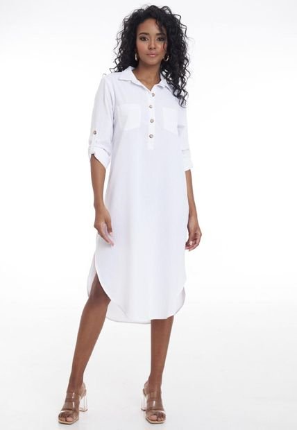 Vestido Lino Blanco Ragged Pf11511075