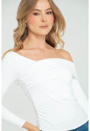 Top Escote Asimetrico Blanco Ragged Pf13120825