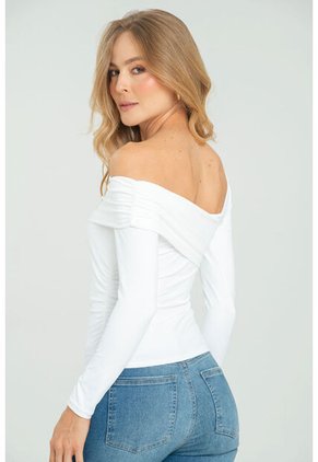 Top Escote Asimetrico Blanco Ragged Pf13120825