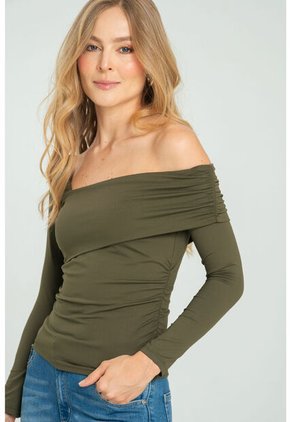 Top Escote Asimetrico Verde Ragged Pf13120825