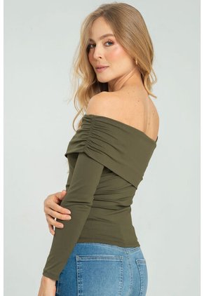 Top Escote Asimetrico Verde Ragged Pf13120825