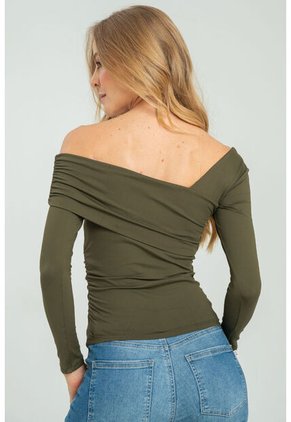 Top Escote Asimetrico Verde Ragged Pf13120825