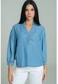 Blusa Velino Manga Recogida Azul Ragged Pf21110024 de Ragged