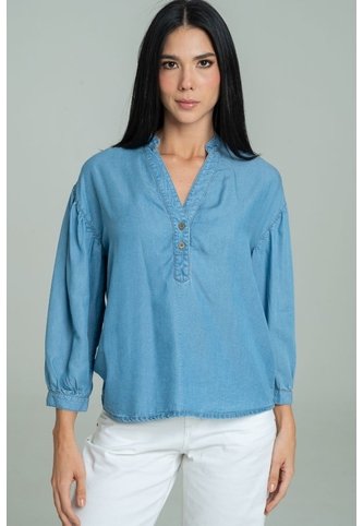 Blusa Velino Manga Recogida Azul Ragged Pf21110024 Ragged