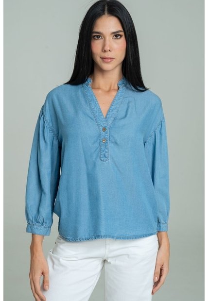 Blusa Velino Manga Recogida Azul Ragged Pf21110024