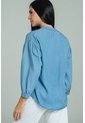 Blusa Velino Manga Recogida Azul Ragged Pf21110024 de Ragged