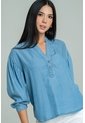 Blusa Velino Manga Recogida Azul Ragged Pf21110024 de Ragged