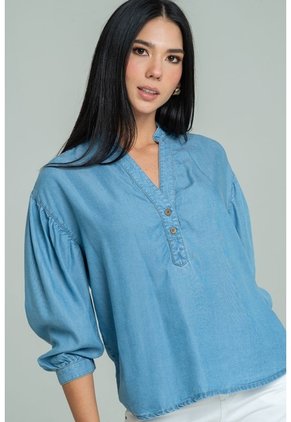 Blusa Velino Manga Recogida Azul Ragged Pf21110024