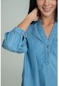 Blusa Velino Manga Recogida Azul Ragged Pf21110024 de Ragged