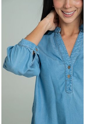 Blusa Velino Manga Recogida Azul Ragged Pf21110024