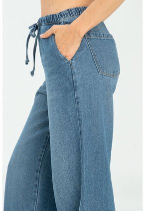 Jeans Wide Leg Jareta Azul Ragged Pf17350002