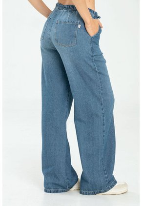 Jeans Wide Leg Jareta Azul Ragged Pf17350002