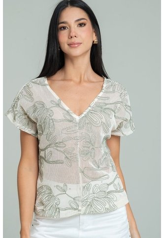 Blusa Bordada Neru Verde Ragged Pf11113183 Ragged