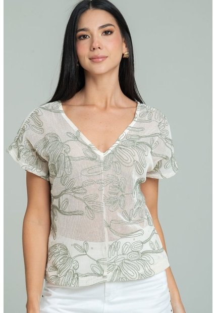 Blusa Bordada Neru Verde Ragged Pf11113183