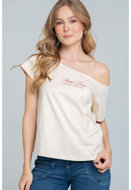 Camiseta Escote Barco Beige Ragged Pf21120123