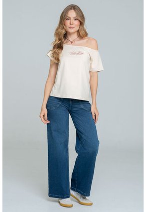 Camiseta Escote Barco Beige Ragged Pf21120123