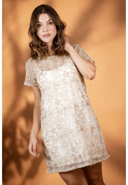 Vestido Corto Chloe Beige Ragged Pf11511368