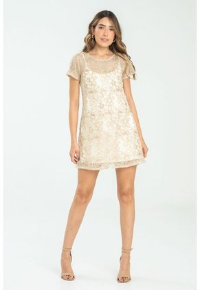 Vestido Corto Chloe Beige Ragged Pf11511368