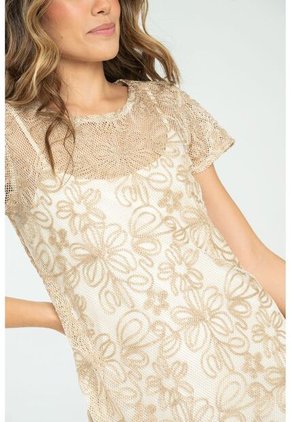 Vestido Corto Chloe Beige Ragged Pf11511368