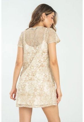 Vestido Corto Chloe Beige Ragged Pf11511368