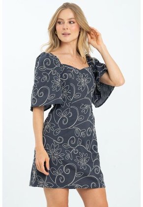 Vestido Corto Praia Azul Ragged Pf11511373