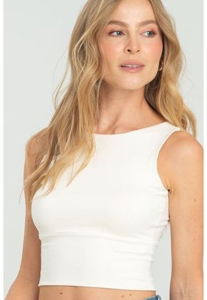 Crop Top Label Blanco Ragged Pf13120823