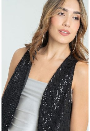 Chaleco Lentejuelas Negro Ragged Pf11150028