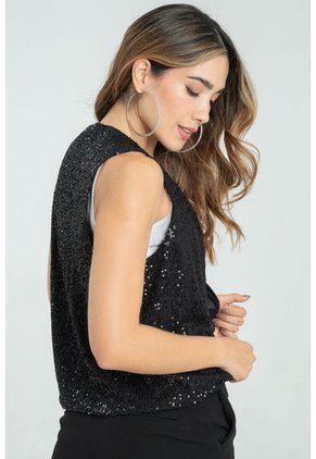Chaleco Lentejuelas Negro Ragged Pf11150028