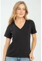 Camiseta Escote V Negro Ragged Pf21120082 de Ragged