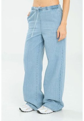 Jeans Wide Leg Jareta Azul Ragged Pf17350002