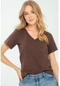 Camiseta Escote V Café Ragged Pf21120082 de Ragged