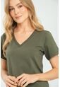 Camiseta Escote V Verde Ragged Pf21120082 de Ragged