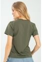 Camiseta Escote V Verde Ragged Pf21120082 de Ragged
