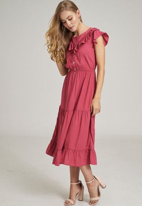 Vestido Midi Bonete Rojo Ragged Pf12510354