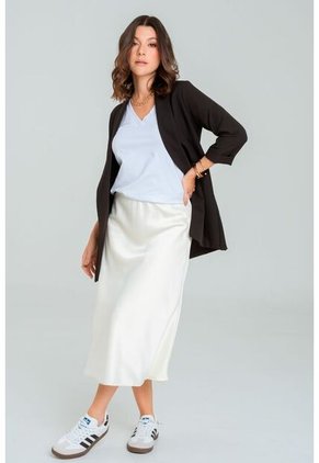 Falda Midi Satin Blanco Ragged Pf12320183