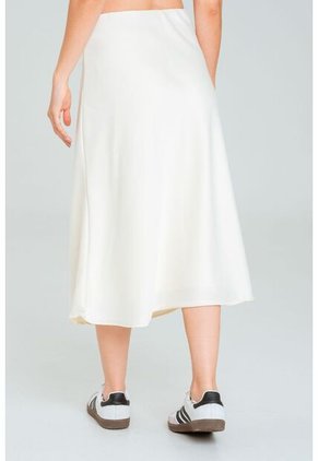Falda Midi Satin Blanco Ragged Pf12320183