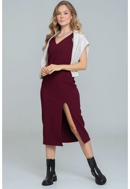 Vestido Punto Midi Rojo Ragged Pf11511345