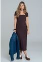 Vestido Rib Manga Corta Café Ragged Pf11511433 de Ragged