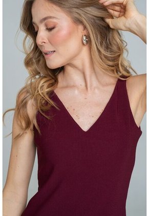 Vestido Punto Midi Rojo Ragged Pf11511345