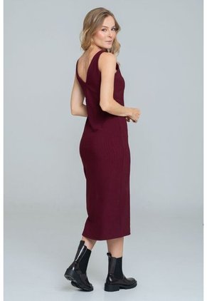 Vestido Punto Midi Rojo Ragged Pf11511345