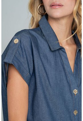 Camisa Pespunte Burdeos Azul Ragged Pf21110022