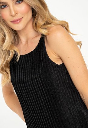 Top Brillo Plisado Negro Ragged Pf12120188