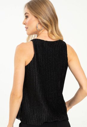 Top Brillo Plisado Negro Ragged Pf12120188